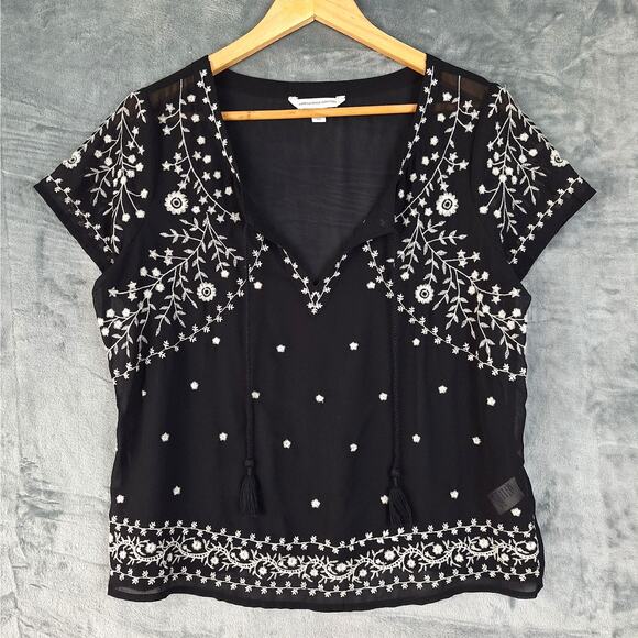 Womens Top Medium Whimsygoth Fairy Grunge‎ Floral Sheer Boho Peasant Cottagecore - Picture 1 of 6